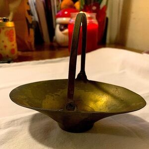 Vintage Solid Brass Small Miniature Basket